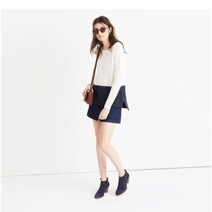 Madewell Eastbank white and navy color block cotton sweater